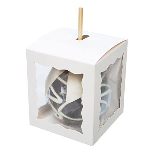 Clearbags 4" X 4" X 4 5/8" White Craft Paper Window Box With Attached Pet Sheet(25 Pieces) | Gift Box With Top Hole For Sticks | For Treats, Caramel Apple, Wedding Or Party Favors | Wgwg349 #TOP27