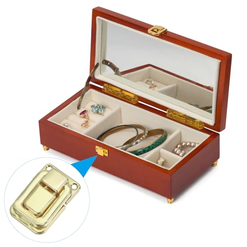 Image of PATIKIL Toggle Catch Lock 1.5 inch x 1 inch, 18 Pack Metal Buckle Hasp Lock Latch Clasp for Jewelry Box Wooden Case Decoration, Light Gold