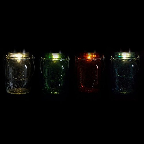 Florals One Solar Glass Mason Jar Light, Color By Random, Lantern Led Decorative Garden Lantern Table Light Patio Indoor Lamp Nightlight #TOP7