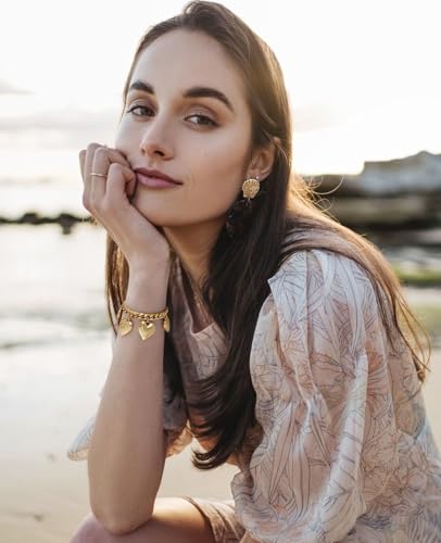 Heart Charm Bracelet for Women Chunky Matte Gold Link Chain Bracelet Vintage White Gold Love Heart Bracelet Fashion Valentines Bracelet4