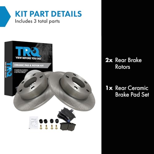 Image of TRQ Rear Brake Pad and Rotor Set Ceramic Solid Rotors 245mm Diameter Compatible with 1996-2002 Audi A4 Quattro 2002 S4