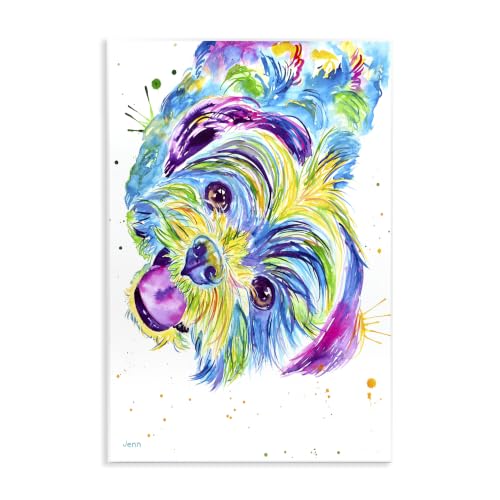 Whimsical Shihtzu Puppy, 10 x 15 Inch Mounted Print on Wall Plaque
