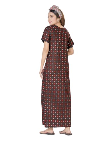 Image of PNAEONG Women's Cotton Printed Nighty Night Gown Maxi Free Size (Pack of 2)