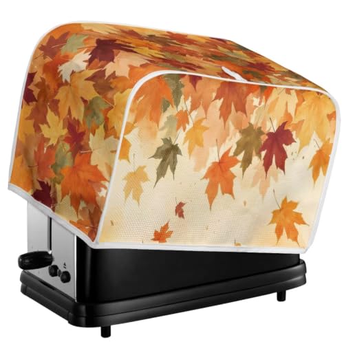 Image of Talayituse Fall Maple Leaf Print Toaster Cover 4 Slice Wide Slot, Lightweight Bread Maker Cover Dust Protection Washable Appliance Bag Autumn Decor, M
