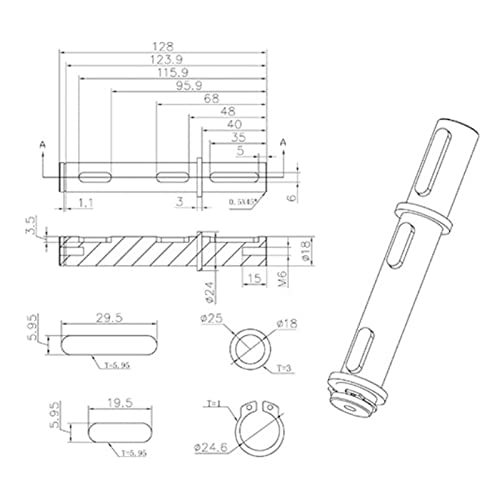 Image of Alloy Steel Output Single Shaft, 18mm Diameter, 128mm Length with Smooth, Low Noise for Reducer NMRV040 RV040 Nema34 Stepper Motor