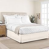Luxury Hotel Tailored Bed Skirt, Box Pleats, 14 Inch Drop, Queen, Ivory