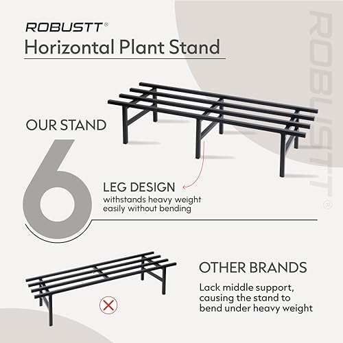 Image of Robustt Horizontal Metal Pot Stand (Set of 2 ) 76x24x18 Cm | Rust-Proof Matte Powder-Coated Pot Stand for Big Size Plants | Supports Up to 200 Kg| Ideal for Balcony, Outdoor and Indoor Plant Display