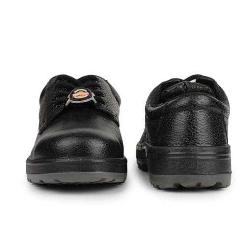 Image of Liberty Warrior 7198-319 STA Safety Shoes for Men, Genuine Leather, Double Density PU Sole, Light Weight, Steel Toe, Black, Sizes-6UK-10UK
