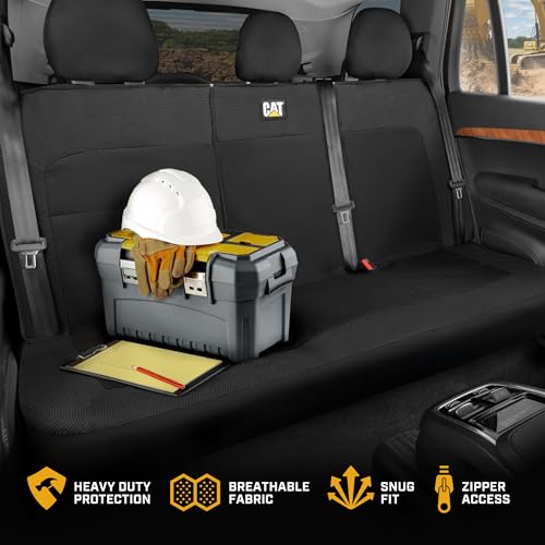 Image of CAT MeshFlex Black Rear Seat Cover for Cars, SUVs & Mid-Size Pickup Trucks - Durable 60 /40 Split Rear Bench Seat Protector, Back Seat Cover, Interior Auto Accessory, Not for Full-Size Pickup Trucks