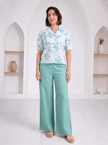 Image of TOPLOT Printing Cotton Crop-Tops Set for Woman || Co ord Set for Women Stylish (5248)