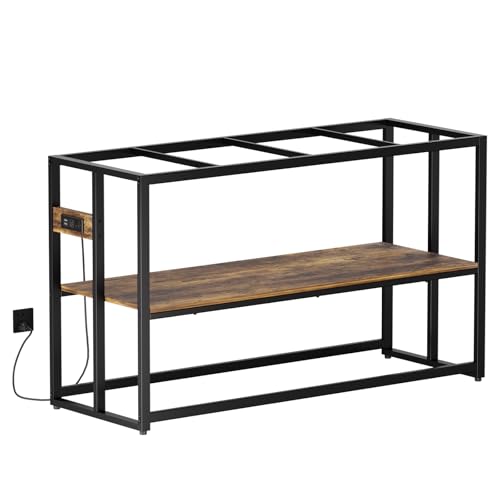 Image of Urban Deco 55-75 Gallon Fish Tank Stand with Power Outlets, 900LBS Capacity Aquarium Stand, Metal Fish Tank Stand Dual-Layer Design Terrarium Stand, Rustic Brown