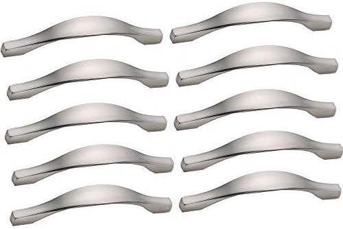 Cabinet knobs, Cabinet Knobs,Door Knobs,Handle, 10pcs Brushed Stainless Steel Bow Kitchen Cabinet Door Handle Bedroom Dresser Drawer, Bathroom Wardrobe Furniture Handles 96mm Centre Hole Model 357 (S