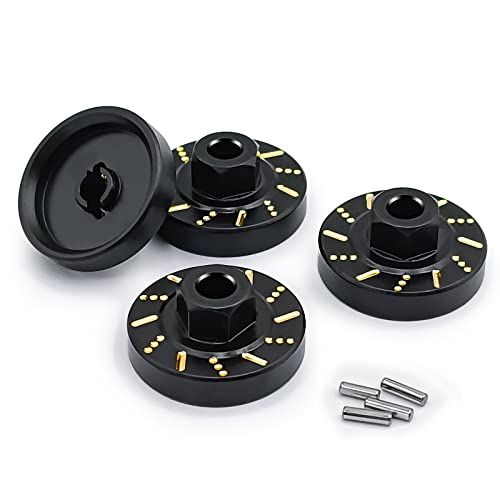Zolikar 4PCS RC Brass Wheel Weights Hex Hub Adapters for TRX4M Upgrades 1/18 Scale RC Crawler Car Accessories, Black