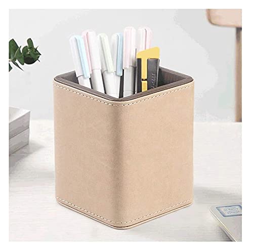 Portapenne, portapenne multifunzione da scrivania, in pelle PU, design quadrato per forniture per ufficio, pennelli cosmetici, colore bianco