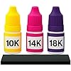 طقم اختبار الذهب 10k 14K 18K محاليل حمضية مع حجر اختبار 2x2 جهاز اختبار المعادن الثمينة طقم تحليل الشيكات الحقيقية/المزيفة