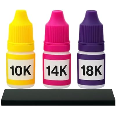 طقم اختبار الذهب 10k 14K 18K محاليل حمضية مع حجر اختبار 2x2 جهاز اختبار المعادن الثمينة طقم تحليل الشيكات الحقيقية/المزيفة