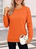 SMENG Ladies Sweatshirts Solid Color Ribbed Hem And Cuffs Autumn Clothes Soft Comfortable Long Sleeve Top Women Orange M #2