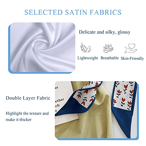 5 Packs Skinny Silk Scarf Women Girls Fresh Flower Geometric Pattern Satin Narrow Neckerchief Headdress Ribbon Scarf3