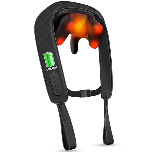 CuPiLo Cordless Neck Massager with Heat FSA Eligible HSA Store 4D Deep Kneading Neck Massager for Pain Relief Deep Tissue Neck and Shoulder Massager for Back Waist Birthday Gifts for Women Men