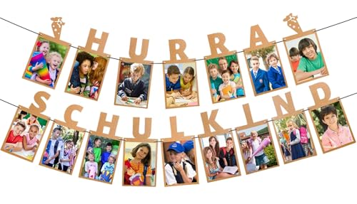 WWISTOA Fotogirlande Girlande Schulkind Einschulung Deko Junge 2026 Schulkind Deko Mädchen Kraftpapier Fotobanner Hängende Wanddekoration für Jungen Mädchen