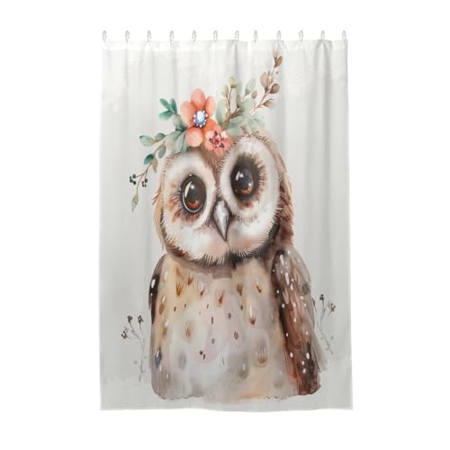 ODAWA Fabric Shower Curtain Bathroom Cute Cute Owl Floral Waterproof Hotel Bath Curtains Decorative