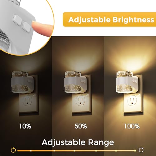Image of L LOHAS LED Night Light, 3CCT Bubble Night Lights Plug into Wall,4 Pack 3000K /4000k /5000K Adjustable Night Light,Dimmable Nightlights with Dusk to Dawn Sensor for Rooms Bathroom Hallway