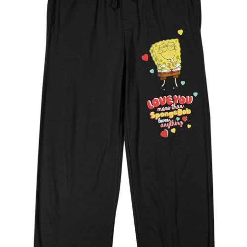 Spongebob Squarepants Love You More Than Spongebob Loves Anything Men's Black Sleep Pajama Pants2