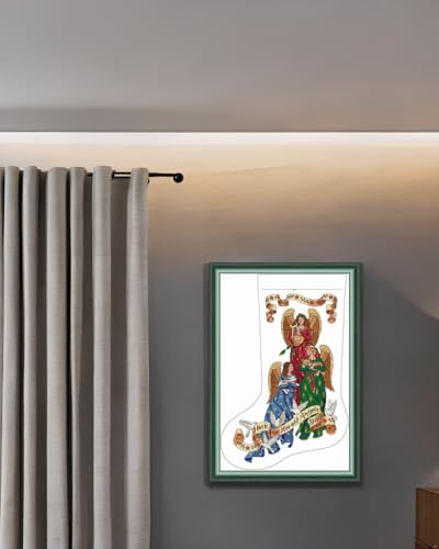 Image of CaptainCrafts Cross Stitch Kits, Counted Cross Stitch Christmas Stockings Unpreprint 14CT Fabrics Embroidery Kits for Adults Beginners (Unpreprint 14CT, Herald Angels Stocking)