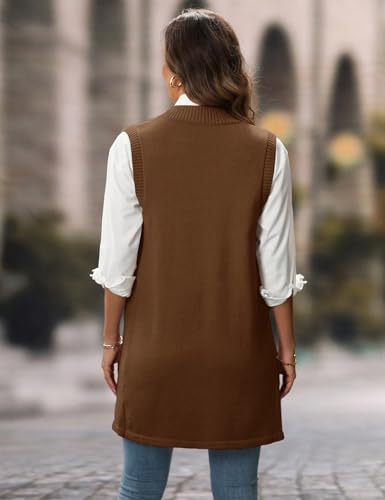 Image of IDEALSANXUN Womens Long Sweater Vest Fall Winter Open Front Sleeveless Cardigans Vest Tops