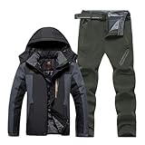 [Pantalones] Este conjunto de chaqueta y pantalones de esquí, 2 bolsillos con cremallera sujetan de forma segura su pasaporte de esquí, teléfono inteligente y otros elementos esenciales pequeños, para permitir que el aire circule en el interior, este traje de nieve impermeable y a prueba de viento para hombre, snowboard de invierno, ropa de esquí de 2 piezas, pantalones, falda a prueba de viento, Previene eficazmente el viento y la nieve.
