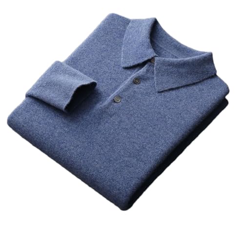 Men's Lapel Merino Wool Pullover Sweater Solid Business Casual Long Sleeves Sweaters