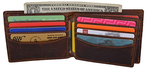 Mens RFID Blocking Crazy Horse Credit Card ID Bifold Wallet3