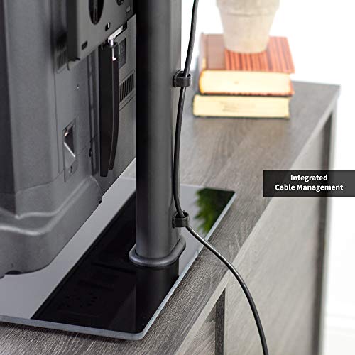 VIVO Black Universal TV Stand for 32 to 50 inch LCD LED Flat Screens, Tabletop VESA Mount with Tempered Glass Base and Cable Management (STAND-TV00J)