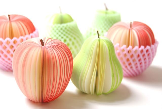 Image of Sticky Notes 3D Fruit Shape Non-Sticky Notepads, Set of 2 | Kawaii and Fruit Colorful, DIY Scratch Pad, With Paper Clip, For Office and School