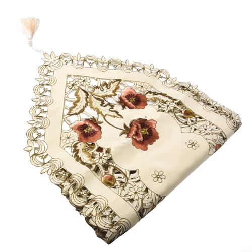 babominimer Camino de mesa de encaje ovalado de tela satinada, 40 x 150 cm o 40 x 246 cm, mantel bordado floral para boda, para el día de San Valentín, aniversario, fiestas, recepción y hogar (40 x