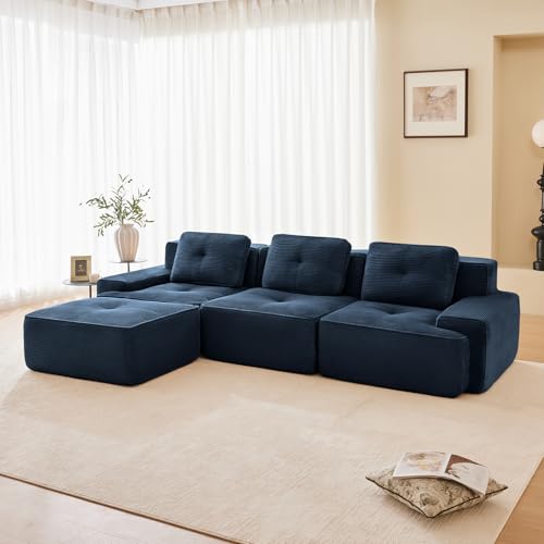 Image of Corduroy Modular Sectional Sofa, Oversized Cloud Couches for Living Room