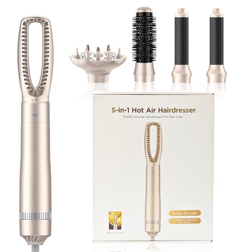 ZEBRAMOL Cepillo de Aire Secador Moldeador Alisador Multifunción 5 en 1, 1000W Cepillo De Aire Secador y Moldeador IóNico con 3 Velocidades y 3 Temperaturas, Rizador De Pelo para Todo Tipo de Cabello