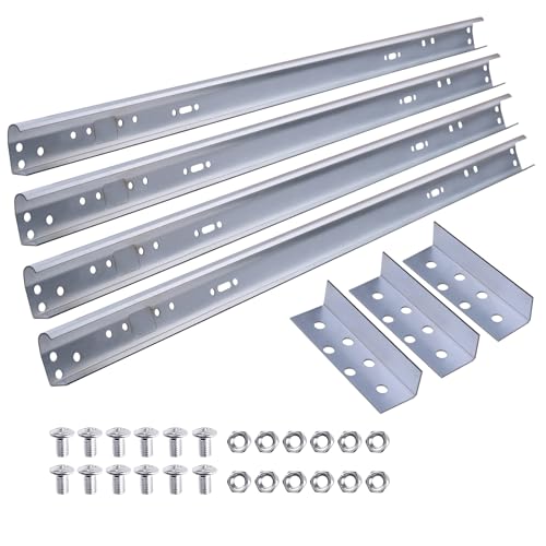 Zadery Heavy Duty 1 Pair Garage Door Vertical Track Kit with Connecting Plates and Screws, 7ft Galvanized Steel, 76 Length, Fits 2 Rollers, 4x38