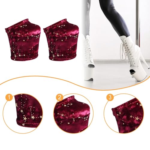 Protège-chaussures de pole dance pour bottes velours rouge