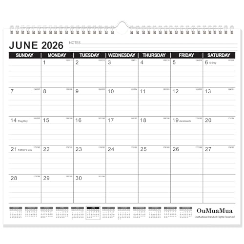 OuMuaMua Wall Calendar 2026, Calendar Wall 2026-2027, Jun. 2026 to Dec. 2027, 14' X 11.5' 19-Month...