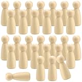 MOUYAT 30 PCS 3.5 Inch Wooden Peg Dolls, Unfinished Angel Girl Wooden Peg People Doll Bodies, Wooden