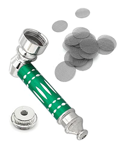 Mini Pipes à Tabac d'Aluminium Vert, Amovible Mini Porte-Pipe Portable avec 20 Filtres en Acier Inoxydable, Accessoire pour Fumer en Métal Pipe à Fumer de Poche Comme Cadeau pour Père Mari Petit Ami Cover