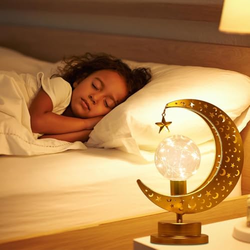 DECORKEY Moon Lamp,Moroccan Decorations Indoor and Outdoor,Moon Star Lamp with LED Bulb&Timer Table Decor for Ramadan,Eid Home Decor,Gifts - Image 6