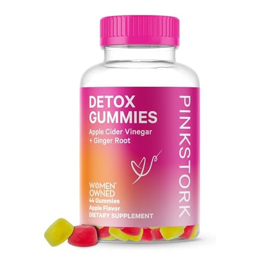 Pink Stork Detox Gummies: ACV Gummies & Ginger for Digestive Support, Apple Cider Vinegar - Bloating Support for Women, Gut Health - Supports Constipation & Gas, Women-Owned, 44 Apple Gummies