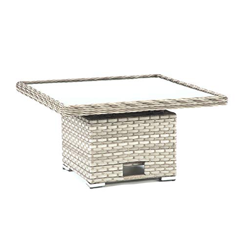 SunTime Callisto 7 Seater Garden Patio Rattan Corner Sofa Furniture Set with Adjustable Dining Glass Table (Grey) - Image 7