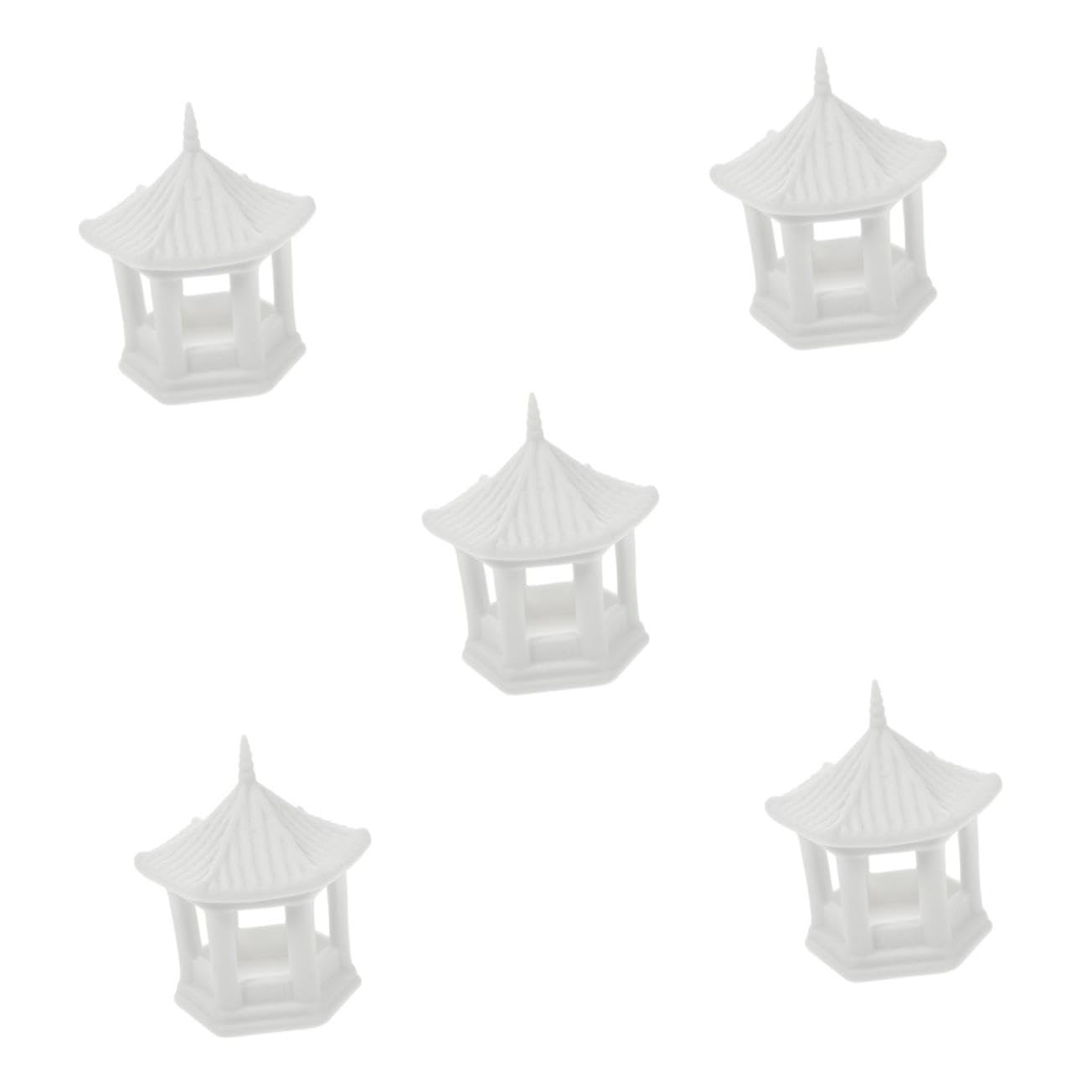 Mipcase 5 Pièces Ornements De Belvédère Hexagonaux Plantes D'aquarium en Soie Décorations Décor De Réservoir Axolotl Pavillon De Jardin Mini Pavillon Aquarium Étang Céramique Blanche
