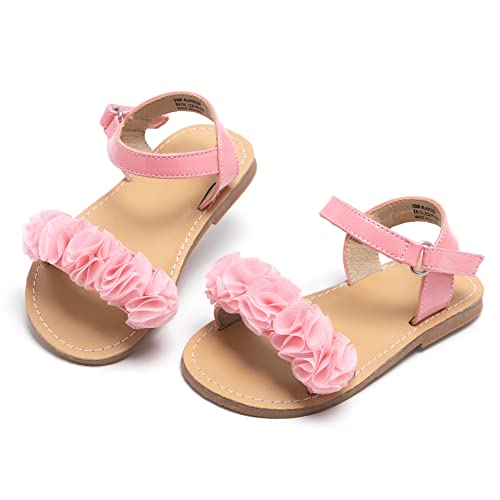 Image of Kolan Toddler Girl Sandals Open Toe Flat Princess Dress Shoes Little Kids