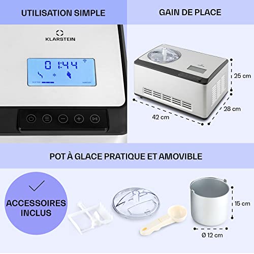 Klarstein Eismaschine, Softeismaschine für Joghurt, Softeis & Frozen Yogurt, Ice Cream Maker mit WiFi/App-Funktion, Eismaschine mit Kompressor, Selbstkühlend, Hausgemachtes Speiseeis & Sorbet, 180W – Bild 7