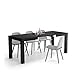MOBILI FIVER, Mesa de Cocina Extensible, Modelo First, Color Negro Ceniza, 120 x 80 x 76 cm, Made in Italy