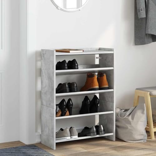 vidaXL Shoe Rack Concrete Grey - Engineered Wood Stand 80x25x61.5 cm - Modern Organizer for Entryway, Hallway, Mudroom - Ample Shelving - Practical Top